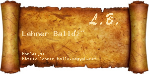 Lehner Balló névjegykártya